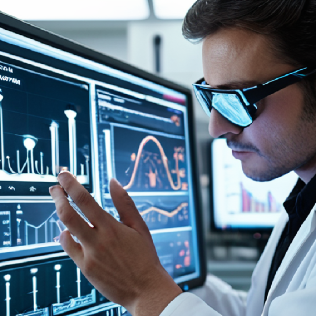 A highly skilled chemical engineer, deeply focused, interacts with a translucent holographic display projecting intricate chemical data and real-time analytical graphs within a modern, pristine laboratory. Their other hand precisely adjusts a sleek, futuristic analytical instrument. In the soft, diffused background, blurred elements of a clean, automated chemical plant with shining stainless steel reactors and pipes are visible, emphasizing advanced technology and control. Cinematic lighting, high detail, realistic, shallow depth of field, conveying precision and responsibility.