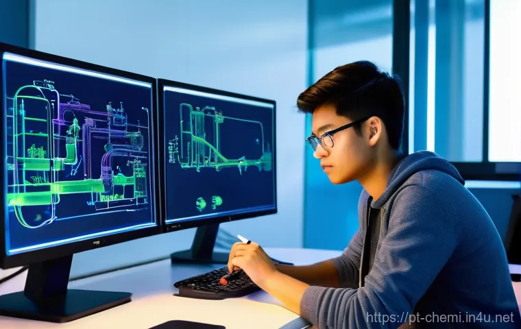 화학공학 이론 공부법 - **Prompt:** A young, diverse chemical engineering student, appearing to be in their early twenties, ...