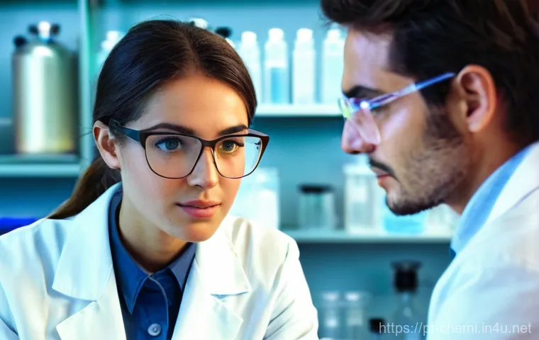 화학공학 팀워크 및 협업 - **Prompt:** A group of three chemical engineers, two men and one woman, are collaborating remotely, ...